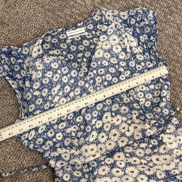 Urban Outfitters Dress Womens Medium Jessica Cap Sleeve Floral Wrap Midi Blue - Picture 12 of 16